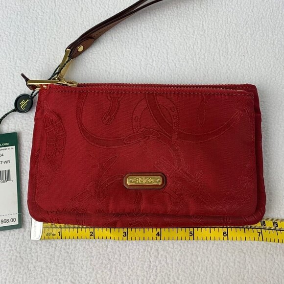 Ralph Lauren Cavalry Red Wristlet Double Zip Fabric NWT - Picture 3 of 12